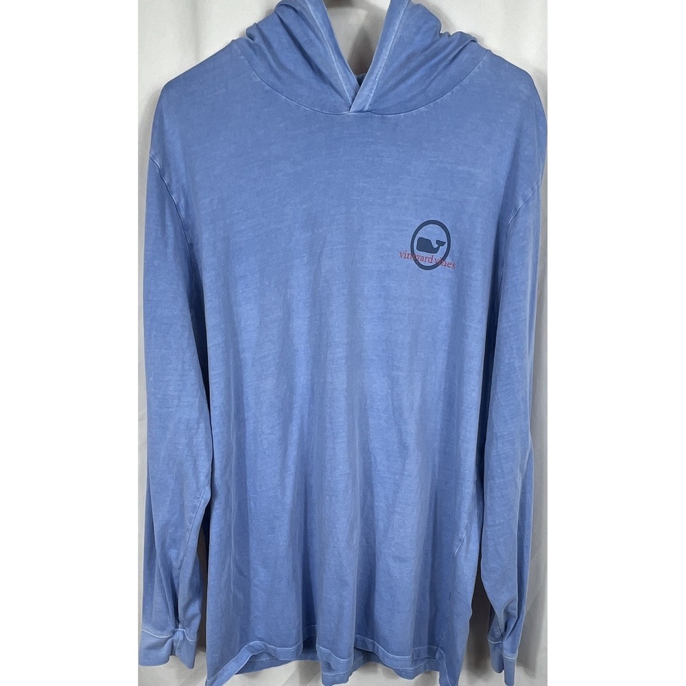 Vineyard Vines Men's Blue Whale Logo Cotton Pullover Hoodie Long Sleeve Size XL